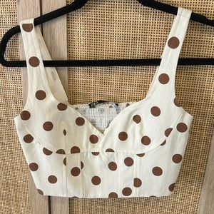 zara polka dot crop top size xs
